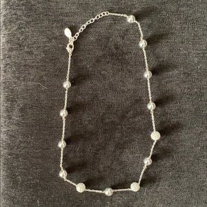 Metallic and bejeweled pearl necklace